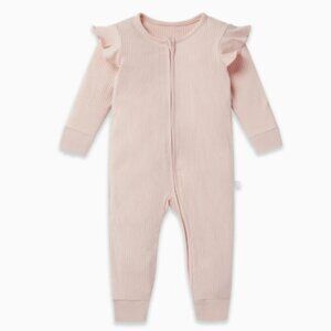 Mori Ribbed Frill Clever Zip Romper